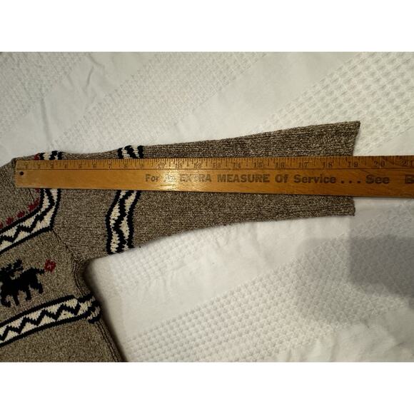 Vintage Eddie Bauer Sweater Snowflake Reindeer Cottage Cabin Wool Blend Sz M - Picture 10 of 11